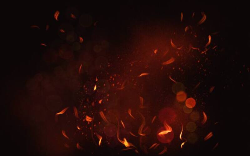 Fire flame in black background