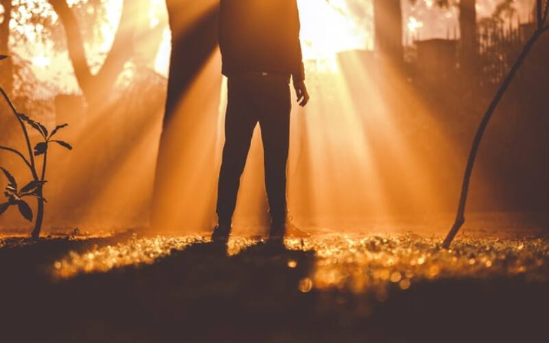 man in light